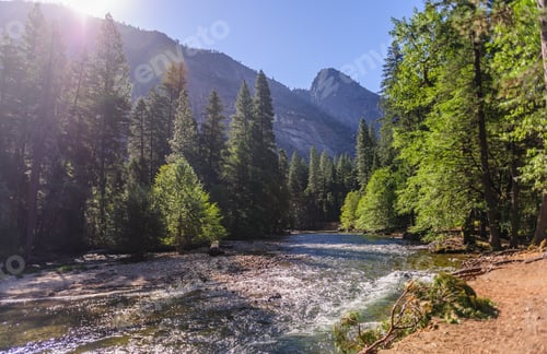 Preview: The Merced River On A Sunny Summer'S Afternoon, Flowing Through Yosemite Valley. Yosemite National