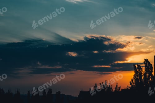 Preview: Landscape With Dramatic Light - Beautiful Golden Sunset With Saturated Sky And Clouds.