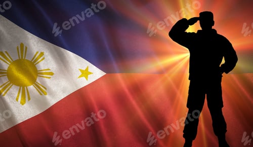 Preview: Silhouette Saluting Against Patriotic Flag Background