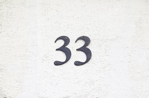 Preview: Number Thirty-Three On The Wall Of A House, Detail Of A Number Of Information, Odd Number