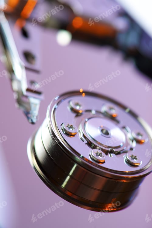 Preview: Closeup Of An Open Computer Hard Drive