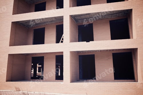 Preview: Facade Of A Residential Building Under Construction.