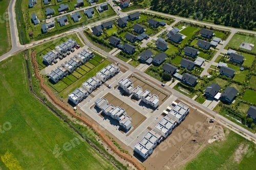 Preview: Modern Small Green Village From Above