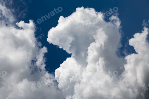 Preview: Beautiful, Fluffy, White And Grey Clouds And Blue Sky