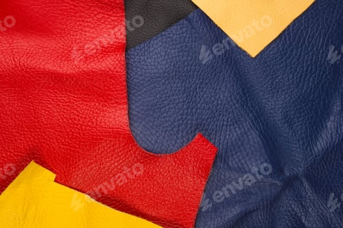 Preview: Colored Flaps, Pieces, And Scraps Of Natural Leather For The Manufactured Furniture, Bags And