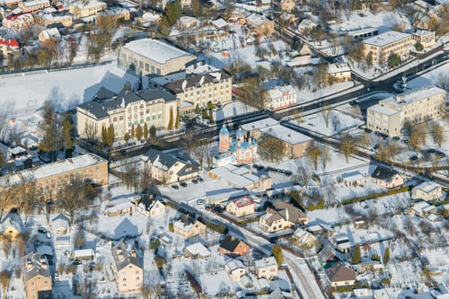 Preview: Aerial View Over The Jelgava City In Wintertime