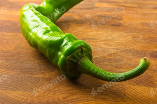 Preview: Still Life - Green Chili Pepper On A Wooden Background