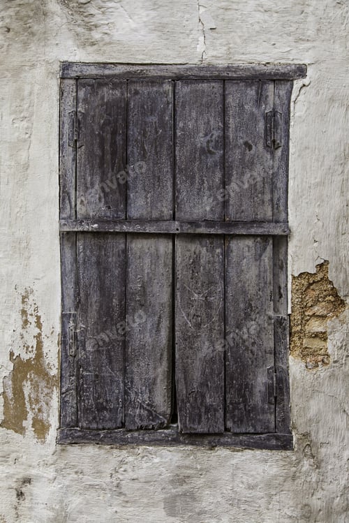 Preview: Old Wooden Door With Lock, Detail Of Security And Protection, Antiquity