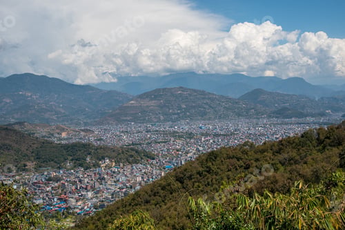 Preview: The Cityscape Of Pokhara With The Annapurna Mountain Range Covered With Clouds At Central Nepal