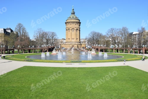 Preview: Water Tower In The Rose Garden In Mannheim