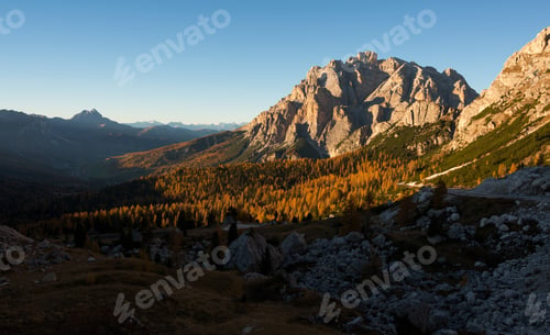Preview: Autumn In Dolomites Above The Valparola Mountain Pass