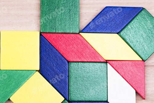 Preview: Colorful Wooden Pieces For Tangram Technique