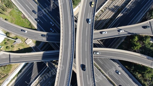 Preview: Aerial View Of Popular Highway Of Attiki Odos Multilevel Junction Road, Passing Through National