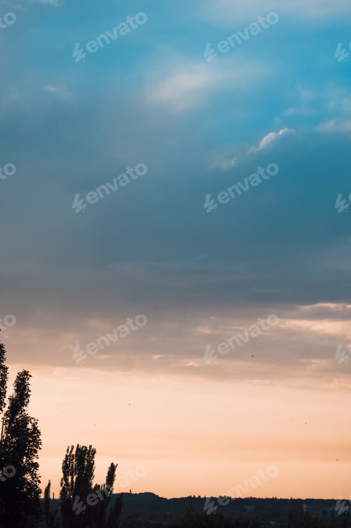 Preview: Landscape With Dramatic Light - Beautiful Golden Sunset With Saturated Sky And Clouds.