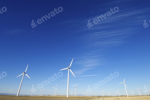 Preview: Group Of Aligned Windmills For Electric Power Generation Alternative