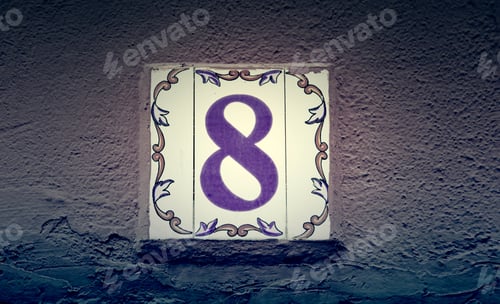 Preview: Number Eight Of Information In A Wall, Detail Of Even Number, Address