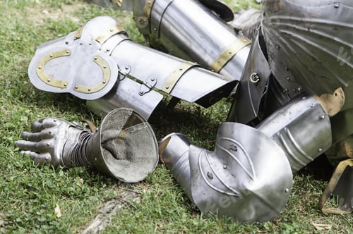 Preview: Old Medieval Helmets, Detail Of A Protective Metal Skeletons, Ancient Object