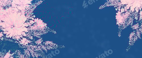 Preview: Floral Arrangement with Pastel Tones Against Blue Background