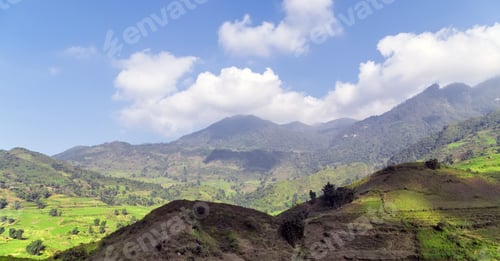 Preview: Mountain Range Panoramic Landscape Summer Time Hill Countryside Of Tonkinese Alps Sapa, Vietnam