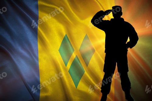 Preview: Flag With Original Proportions. Closeup Of Grunge Flag Of Saint Vincent And The Grenadines