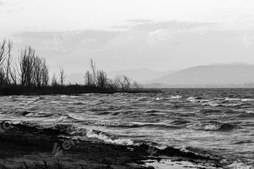 Preview: Moody Lake Shore At Dusk, With Waves On The Water