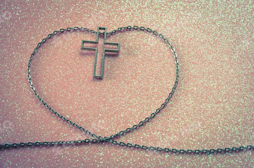 Preview: Silver Cross Symbol In Love Shape Image