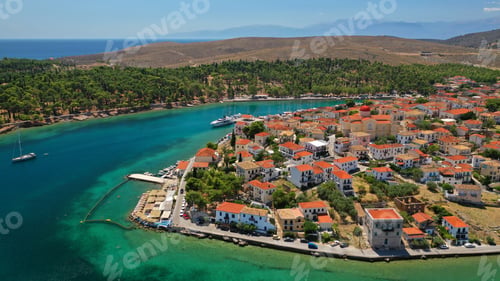 Preview: Aerial Drone Photo From Picturesque Seaside Fishing Village And Port Of Historic Galaxidi, Fokida