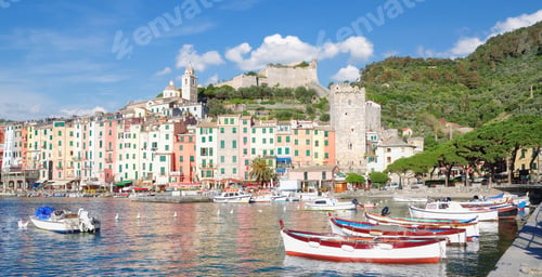 Preview: Panoramic View Of Porto Venere At Italian Riviera Near Cinque Terre,Liguria,Mediterranean Sea,Italy