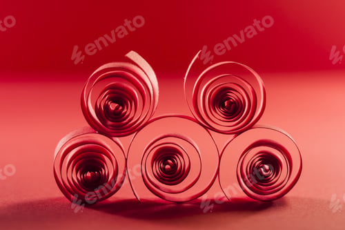 Preview: Macro, Abstract, Background Picture Of Red Paper Spirals On Paper Background