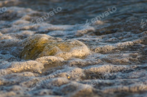 Preview: Pebble Stones On The Sea Beach, The Rolling Waves Of The Sea With Foam