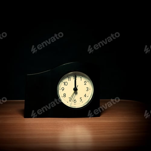 Preview: Toned Photo Of The Clock In The Dark Room With Display Midnight