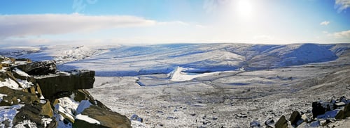 Preview: View Of The Rocks Of Buckstone Edge, On A Bright Sunny Day, Kirklees, West Yorkshire, Uk