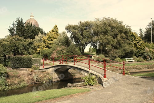 Preview: Park In Invercargill, New Zealand. Desaturated Filtered Color Tone.