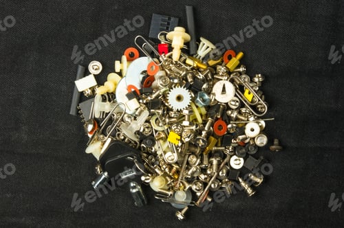 Preview: Techno Backgrounds - Various Bolts, Screws, Washers, Nuts And Other Computer Small Fasteners On