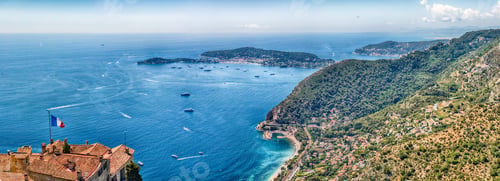 Preview: Scenic View Over The Coastline Of The French Riviera Near The Town Of Eze, Iconic Village Near The