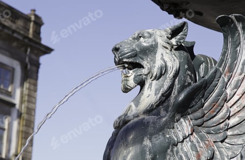 Preview: Lisbon Ancient Source, Detail Of A Lion Spitting Water Fountain