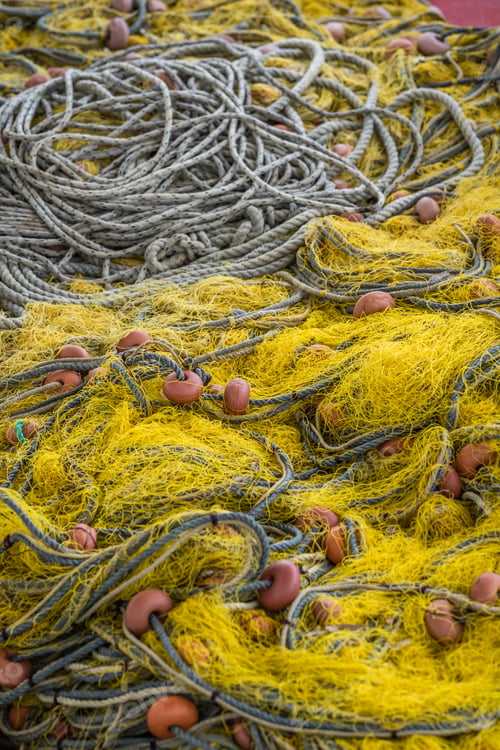 Preview: Tangled Colorful Fisherman Fishing Nets And Ropes On The Shore Of In Zante Island, Greece