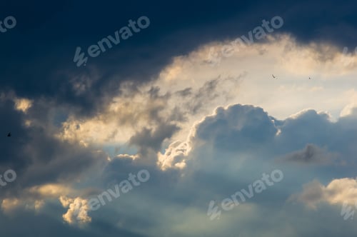 Preview: Landscape With Dramatic Light - Orange Clouds And The Outline Of Trees At Sunset