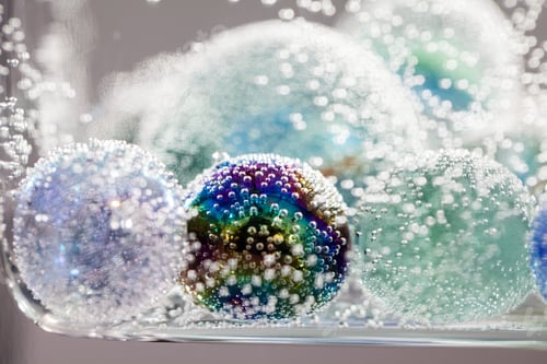 Preview: Abstract Underwater Composition With Colorful Glass Balls, Bubbles And Light