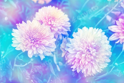 Preview: Colorful Chrysanthemum Flowers On A Background Of The Autumn Landscape