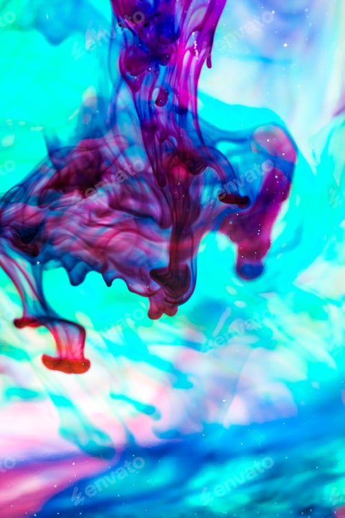 Preview: Abstract Composition With Ink And Small Bubbles. Beautiful Background, Texture And Colors