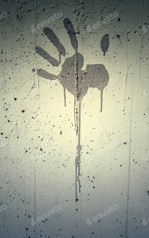 Preview: Hand Painted Cement, Detail Of A Hand Painted On A Wall In The City, Urban Art Detail