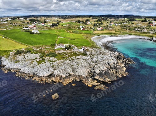 Preview: Norway Karmoy Island Drone View. Beach In Sandve.