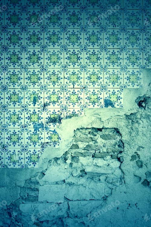 Preview: Wall Tiles With Typical Old Lisbon, Detail Of Traditional Decoration Of Portugal, Ceramic Art