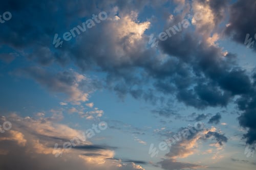 Preview: Dramatic Sky With Clouds. Dark Sky With Cumulus Clouds.