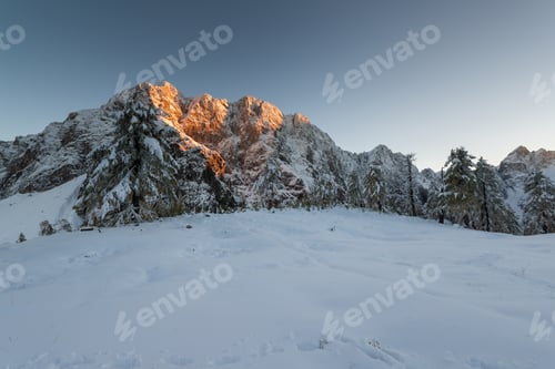 Preview: Sunset In The Mountain Landscape At Slemenova Spica In Triglav National Park.