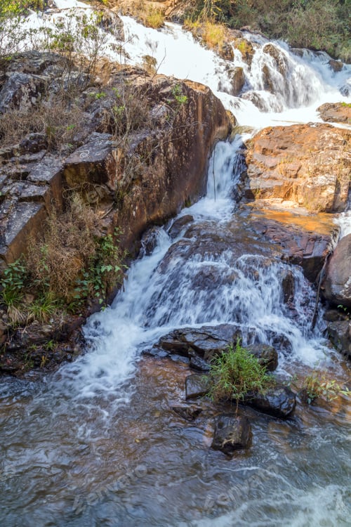 Preview: Flow Of Water Powerful Selfoss Cascade Datanla Waterfall In Dalat, Vietnam Mountain Stream