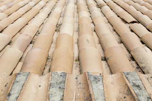 Preview: Tiles On A Roof, Detail Of A Roof Against Rain Protege