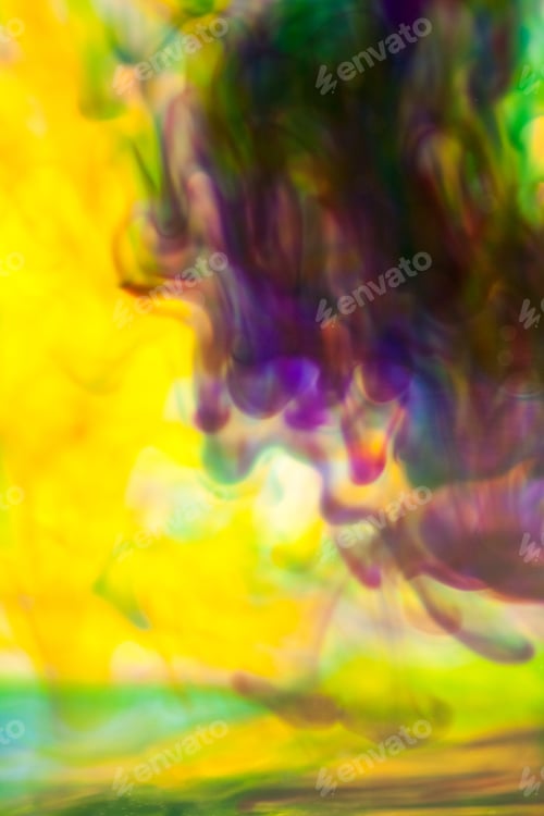 Preview: Abstract Defocused Composition With Ink And Small Bubbles. Beautiful Background, Texture And Colors