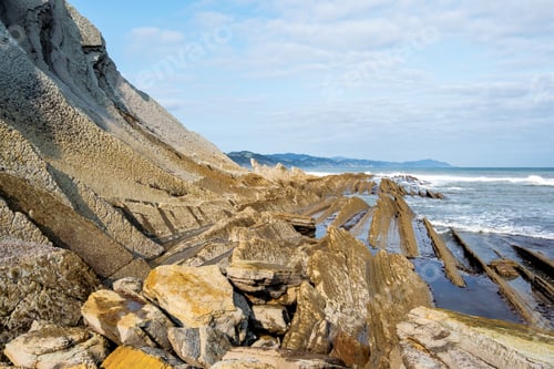 Preview: The Acantilado Flysch In Zumaia (Basque Country). Flysch Is A Sequence Of Sedimentary Rock Layers